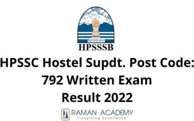 HPSSC Hostel Supdt. Post Code: 792 Written ExamResult 2022