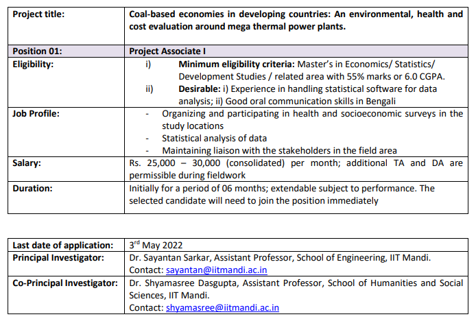 IIT Mandi Project Associate Recruitment April 2022 1 Capture 2