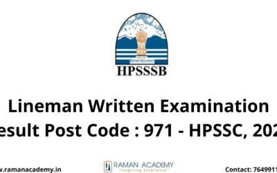 Lineman Written Examination Result Post Code : 971 – HPSSC, 2022