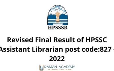 Revised Final Result of HPSSC Assistant Librarian post code:827 – 2022