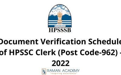 Document Verification Schedule of HPSSC Clerk (Post Code-962) – 2022