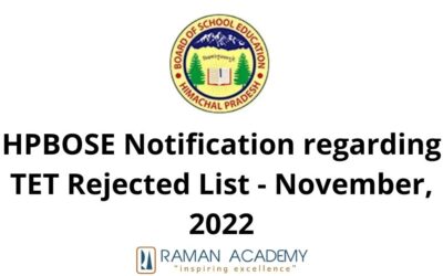 HPBOSE Notification regarding TET Rejected List – November, 2022