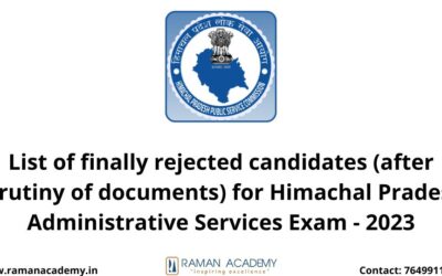 List of finally rejected candidates (after scrutiny of documents) for Himachal Pradesh Administrative Services Exam – 2023