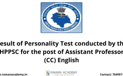 Result of Personality Test conducted by the HPPSC for the post of Assistant Professor (CC) English
