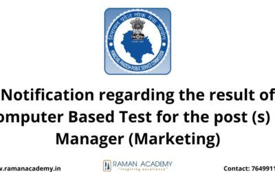 Notification regarding the result of Computer Based Test for the post (s) of Manager (Marketing)