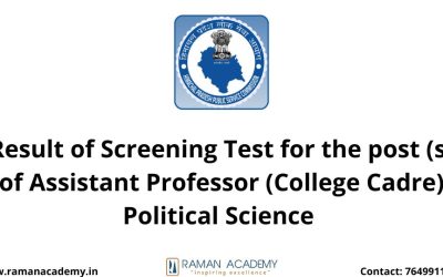 Result of Screening Test for the post (s) of Assistant Professor (College Cadre) Political Science