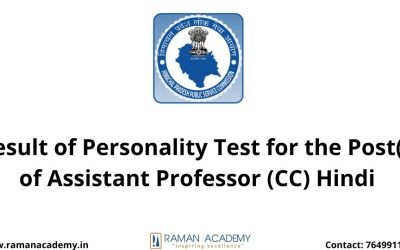 Result of Personality Test for the Post(s) of Assistant Professor (CC) Hindi