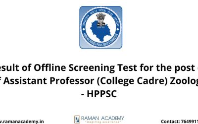 Result of Offline Screening Test for the post (s) of Assistant Professor (College Cadre) Zoology – HPPSC