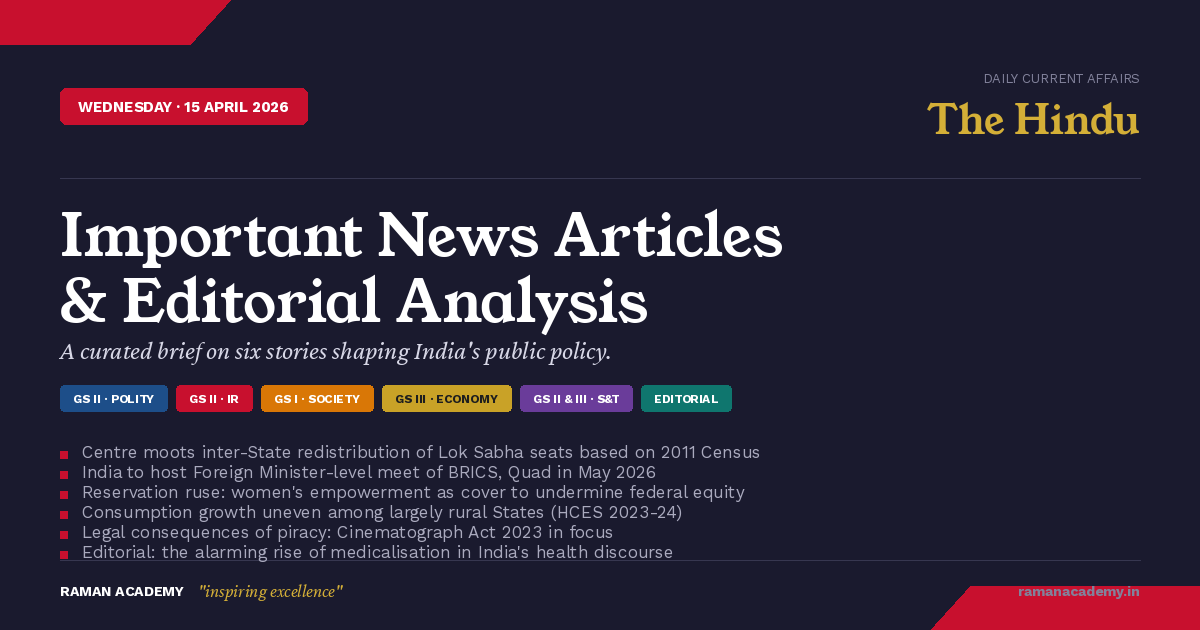 15 April 2026 Current Affairs