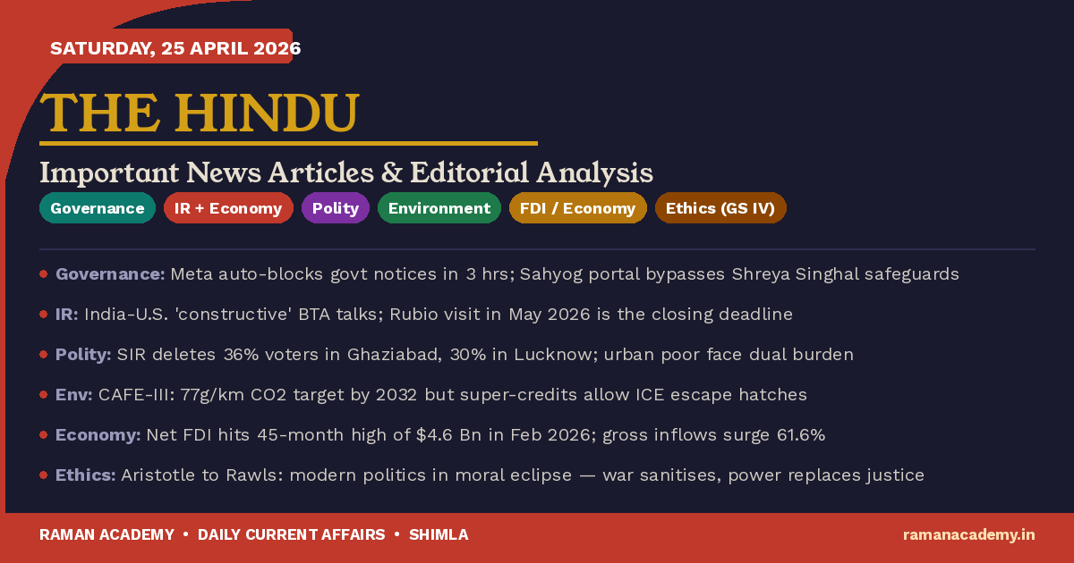 25 April 2026 Current Affairs