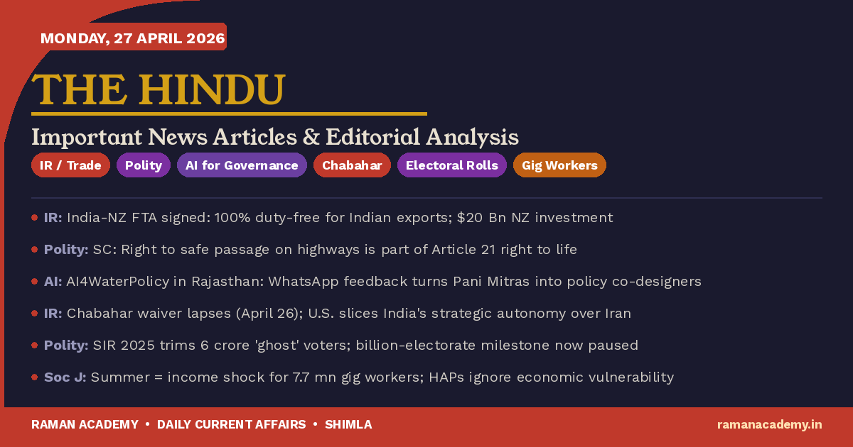 27 April 2026 Current Affairs