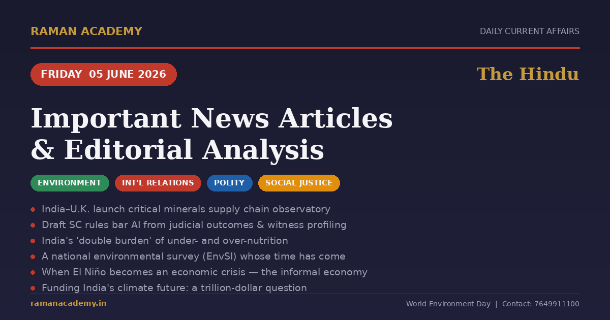 Current Affairs by Raman Academy 4 5 June 2026 Current Affairs