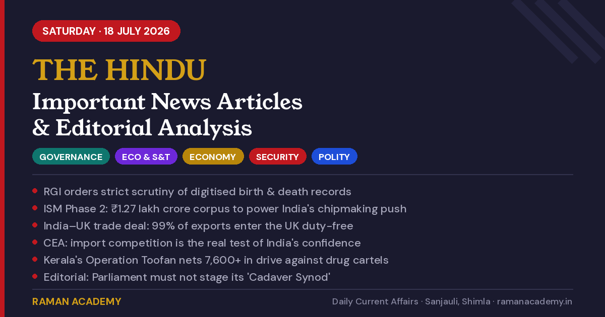 18 July 2026 Current Affairs