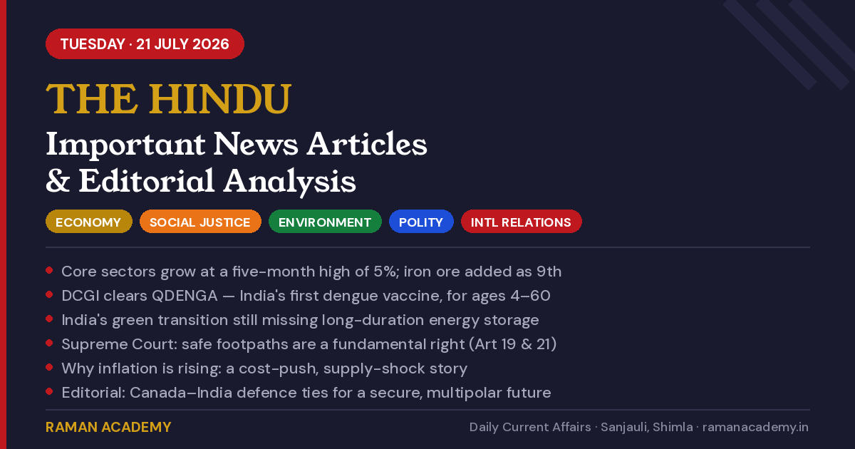 21 July 2026 Current Affairs