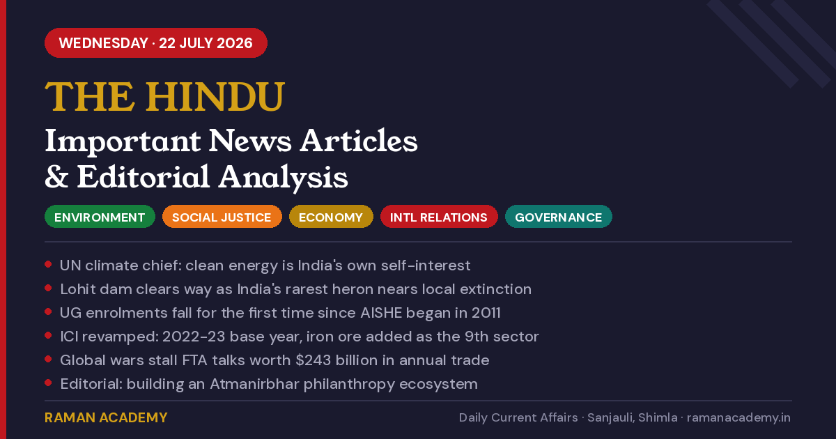 22 July 2026 Current Affairs