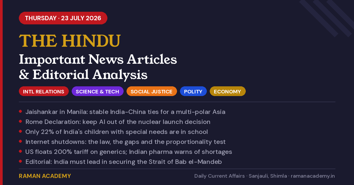 23 July 2026 Current Affairs
