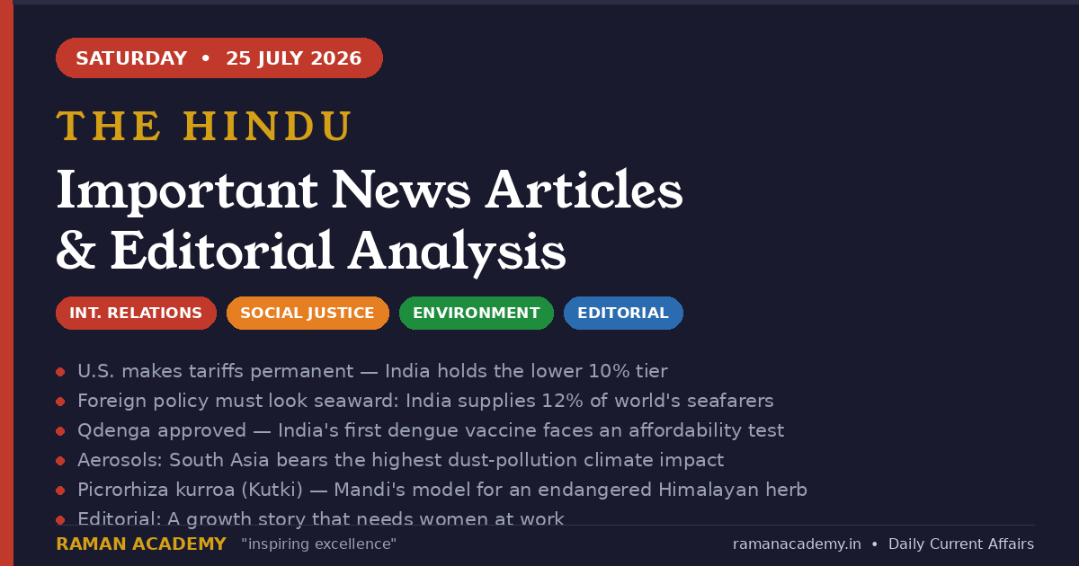 25 July 2026 Current Affairs