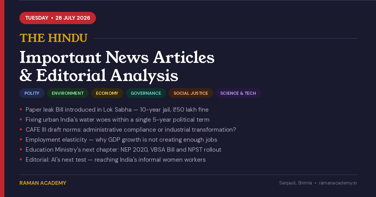 28 July 2026 Current Affairs