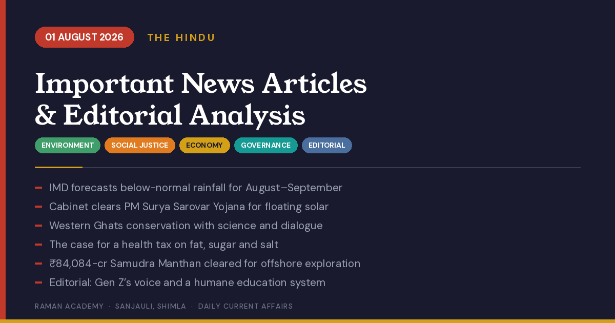 Current Affairs by Raman Academy 1 1 August 2026 Current Affairs