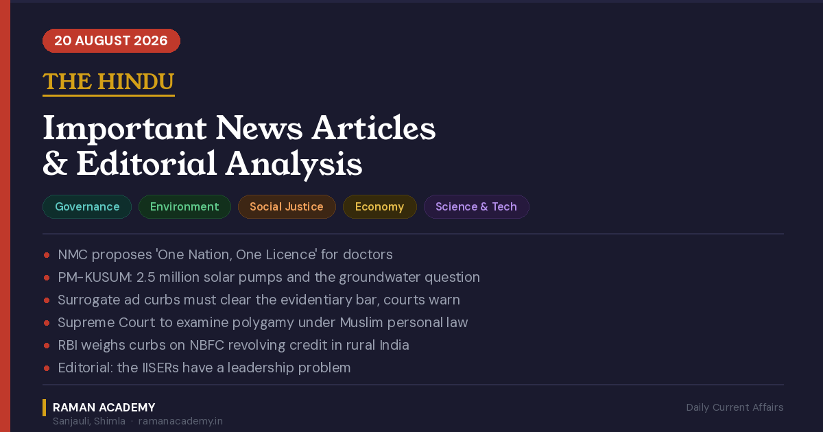 Current Affairs by Raman Academy 2 20 August 2026 Current Affairs