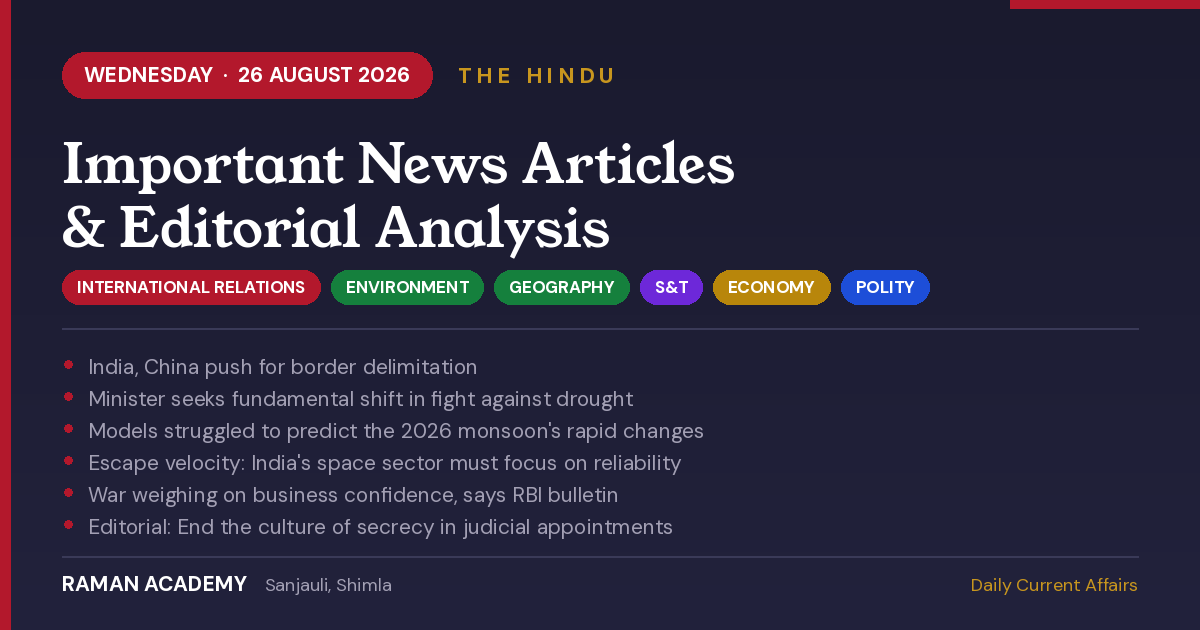26 August 2026 Current Affairs