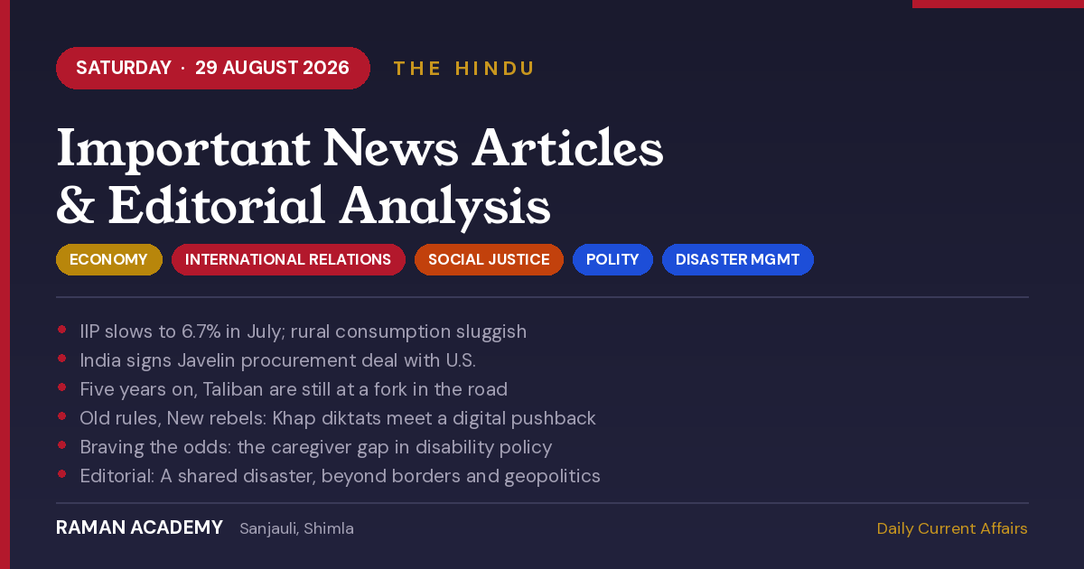 29 August 2026 Current Affairs