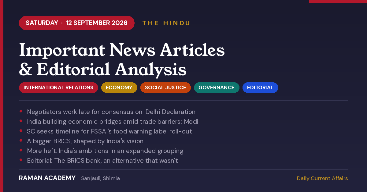 Current Affairs by Raman Academy 6 12 September 2026 Current Affairs
