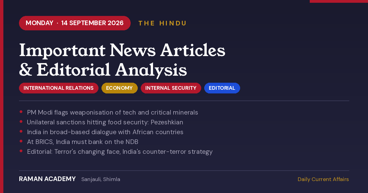 Current Affairs by Raman Academy 5 14 September 2026 Current Affairs