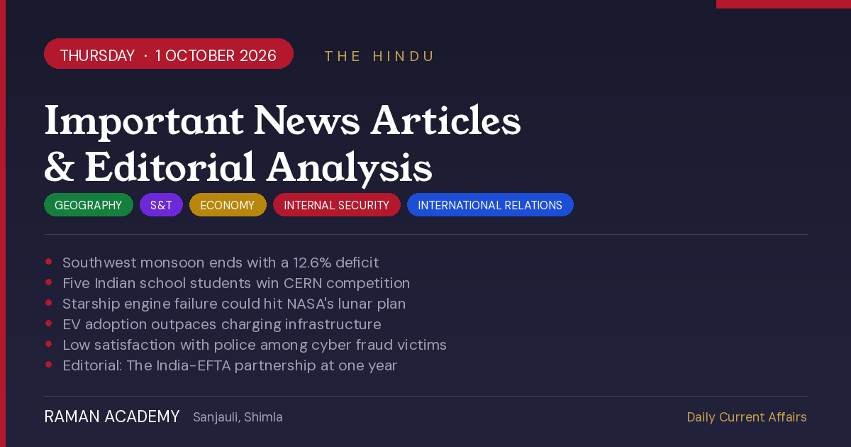 Current Affairs by Raman Academy 5 1 October 2026 Current Affairs
